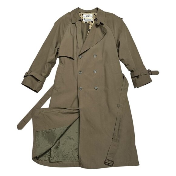 LONDON FOG Retro Y2K Luxury Designer Long Trench Water Resistant Coat Mens Large - Picture 1 of 5